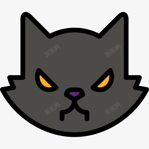 黑猫万圣节4线性颜色图标svg_新图网 https://ixintu.com 万圣节4 线性颜色 黑猫