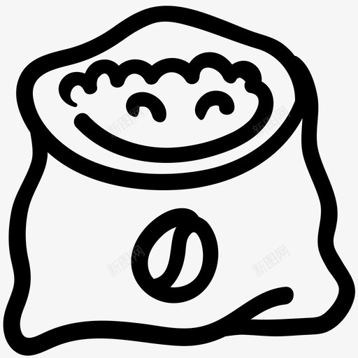 烤咖啡包咖啡豆图标svg_新图网 https://ixintu.com 包 咖啡豆 咖啡轮廓涂鸦 手绘 烤咖啡