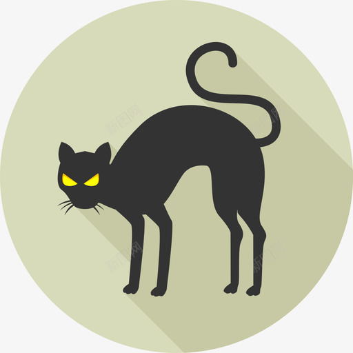 黑猫万圣节23扁平图标svg_新图网 https://ixintu.com 万圣节23 扁平 黑猫