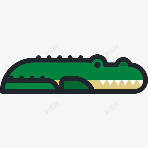 鳄鱼动物10线形颜色图标svg_新图网 https://ixintu.com 动物10 线形颜色 鳄鱼