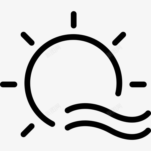 日出24号天气直线型图标svg_新图网 https://ixintu.com 24号天气 日出 直线型