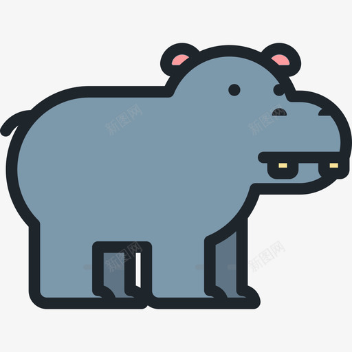 河马动物10线形颜色图标svg_新图网 https://ixintu.com 动物10 河马 线形颜色