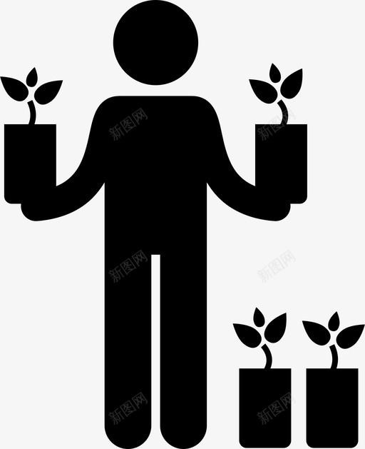 人抱苗农业园丁图标svg_新图网 https://ixintu.com 人 人抱苗 人携带园艺工具和设备 农业 园丁 园艺 植物