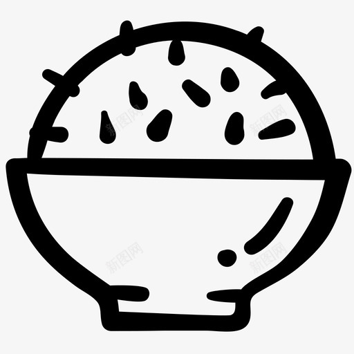 米饭亚洲食物碗图标svg_新图网 https://ixintu.com 中餐 亚洲食物 碗 米饭 食物轮廓涂鸦