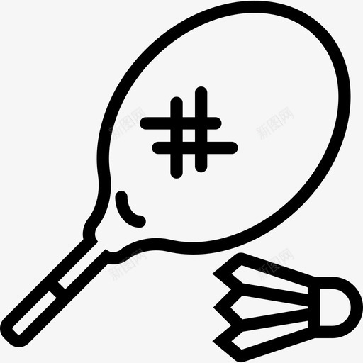 羽毛球运动系列直线型图标svg_新图网 https://ixintu.com 直线型 羽毛球 运动系列