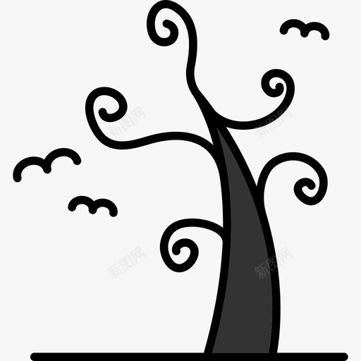 树万圣节万圣节3图标svg_新图网 https://ixintu.com 万圣节 万圣节3 树
