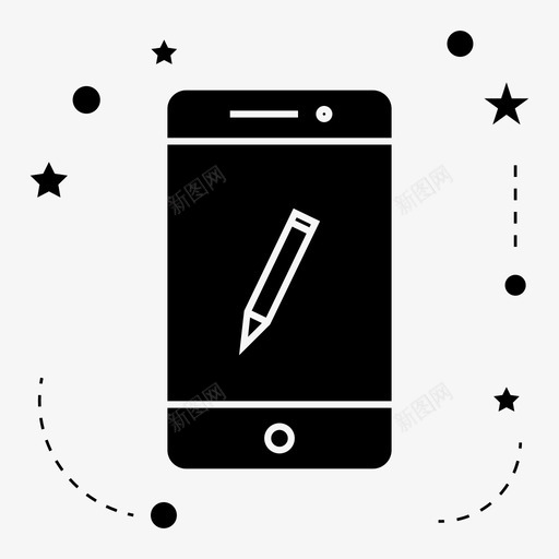 铅笔手机智能手机图标svg_新图网 https://ixintu.com 写作 手机 智能手机 科技 铅笔