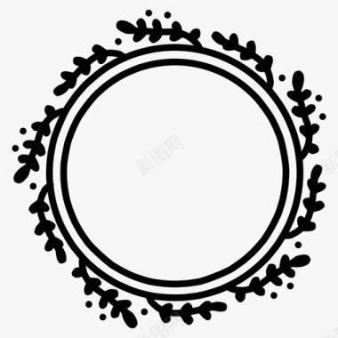 手绘圆圈花环装饰涂鸦图标图标