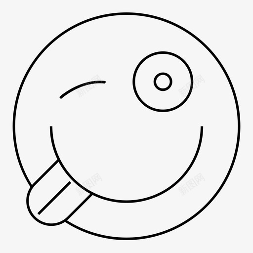 笑脸表情符号眨眼图标svg_新图网 https://ixintu.com 眨眼 笑脸 表情符号