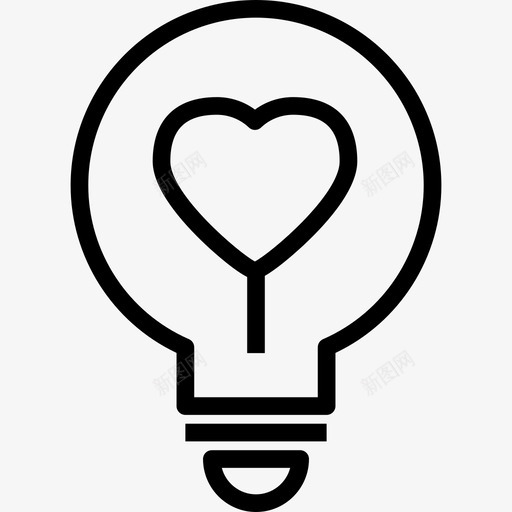 灯泡情人节系列线性图标svg_新图网 https://ixintu.com 情人节系列 灯泡 线性