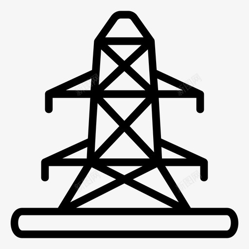 铁塔电力线图标svg_新图网 https://ixintu.com 电力线 铁塔