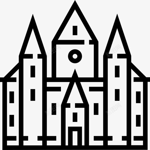 城堡城市5直线图标svg_新图网 https://ixintu.com 城堡 城市5 直线