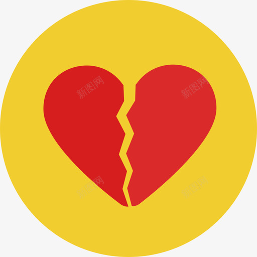心碎情人节圆扁图标svg_新图网 https://ixintu.com 圆扁 心碎 情人节
