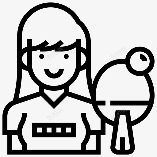 乒乓球头像女运动员图标svg_新图网 https://ixintu.com 乒乓球 头像 女运动员 运动头像2线