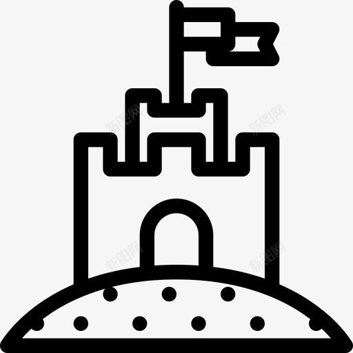 沙滩城堡海滩和露营2线性图标svg_新图网 https://ixintu.com 沙滩城堡 海滩和露营2 线性