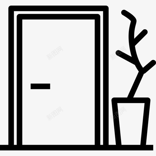 门家用和家具元件线性图标svg_新图网 https://ixintu.com 家用和家具元件 线性 门