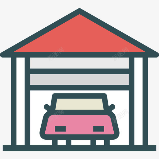 车库家庭2线性颜色图标svg_新图网 https://ixintu.com 家庭2 线性颜色 车库
