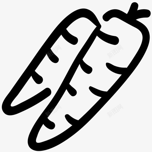 胡萝卜食物健康图标svg_新图网 https://ixintu.com 健康 胡萝卜 蔬菜 食物 食物轮廓涂鸦