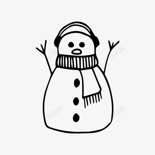 雪人圣诞节寒冷图标svg_新图网 https://ixintu.com 围巾 圣诞节 寒冷 手绘圣诞系列 雪人