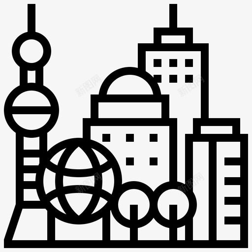 外滩大厦中国中国符号线图标svg_新图网 https://ixintu.com 中国 中国符号线 外滩大厦