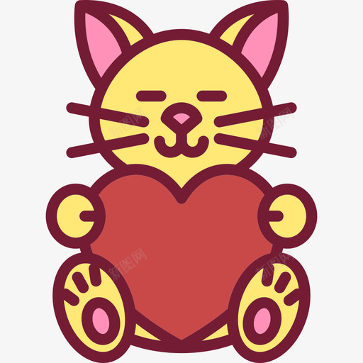 猫线性颜色情人节套装浅圆形图标svg_新图网 https://ixintu.com 浅圆形 猫 线性颜色情人节套装