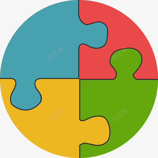 拼图玩具2圆形平面图标svg_新图网 https://ixintu.com 圆形平面 拼图 玩具2