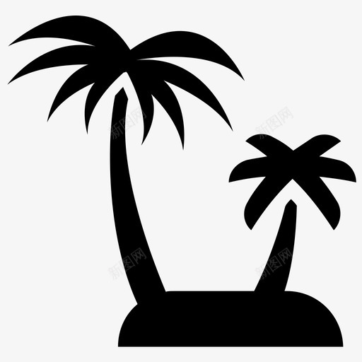 岛海滩棕榈树图标svg_新图网 https://ixintu.com 岛 棕榈树 海滩 自然和生命雕文图标