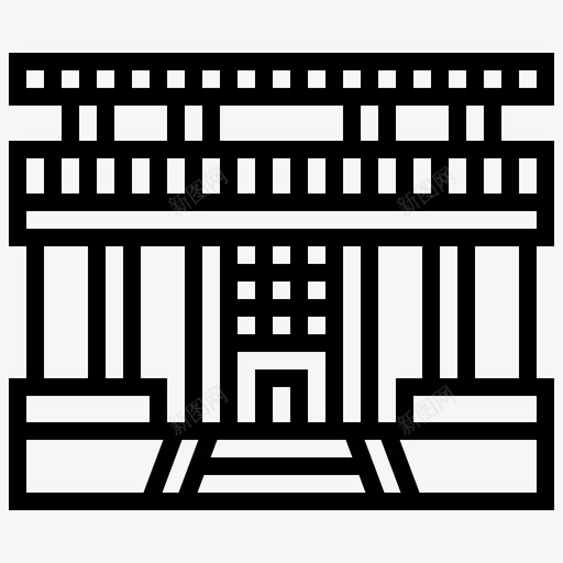 古代建筑中国图标svg_新图网 https://ixintu.com 中国 中国符号线 古代 坟墓 建筑