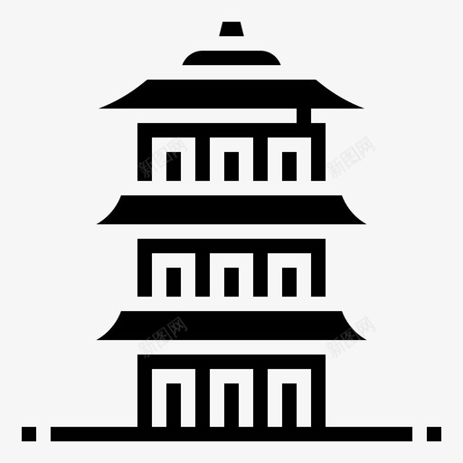 中国古塔建筑地标图标svg_新图网 https://ixintu.com 中国古塔 地标 地标1字形 建筑