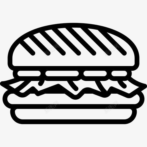 汉堡包餐厅要素2线性图标svg_新图网 https://ixintu.com 汉堡包 线性 餐厅要素2