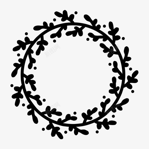 手绘花环涂鸦花卉图标svg_新图网 https://ixintu.com 手绘叶子花环 手绘花环 树叶 涂鸦 花卉 花园
