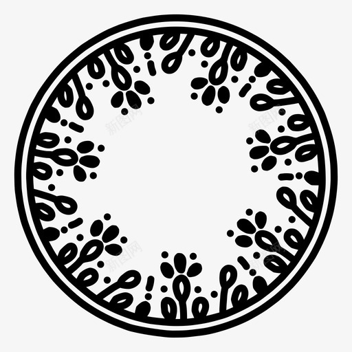 手绘圆框涂鸦花卉图标svg_新图网 https://ixintu.com 手绘圆圈花环 手绘圆框 框架 涂鸦 花卉 花环 装饰品