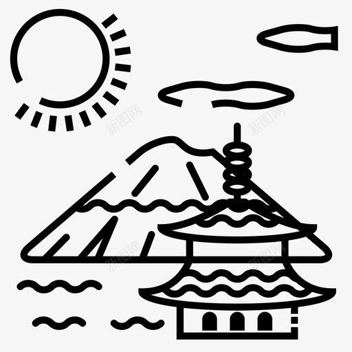 日本富士东京图标svg_新图网 https://ixintu.com 东京 富士 日月地标 日本 禅宗