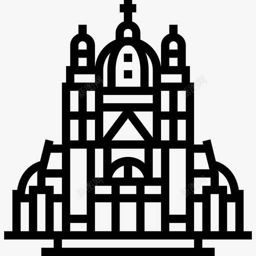 圣心大教堂地标直线形图标svg_新图网 https://ixintu.com 圣心大教堂 地标 直线形