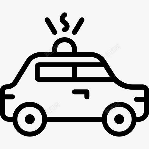 警车交通工具3直线图标svg_新图网 https://ixintu.com 交通工具3 直线 警车