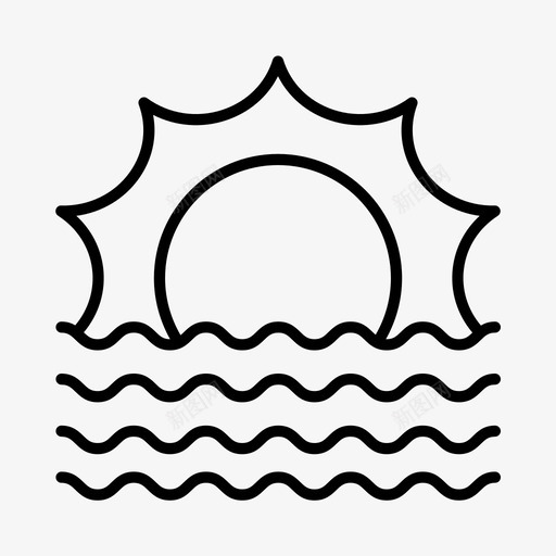 日落海滩海边图标svg_新图网 https://ixintu.com 夏天 日出 日落 春假 海滩 海边