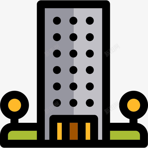 公寓建筑物线性颜色的房子图标svg_新图网 https://ixintu.com 公寓 建筑物 线性颜色的房子
