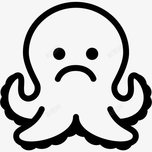 悲伤表情情绪图标svg_新图网 https://ixintu.com 悲伤 情绪 感觉 章鱼 章鱼表情线 表情
