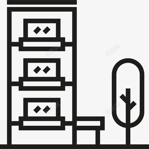 城市3直线型图标svg_新图网 https://ixintu.com 城市3 直线型