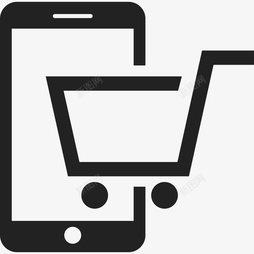 网上商店手机购物车图标svg_新图网 https://ixintu.com 手机 智能手机 网上商店 购物商店 购物车 超市