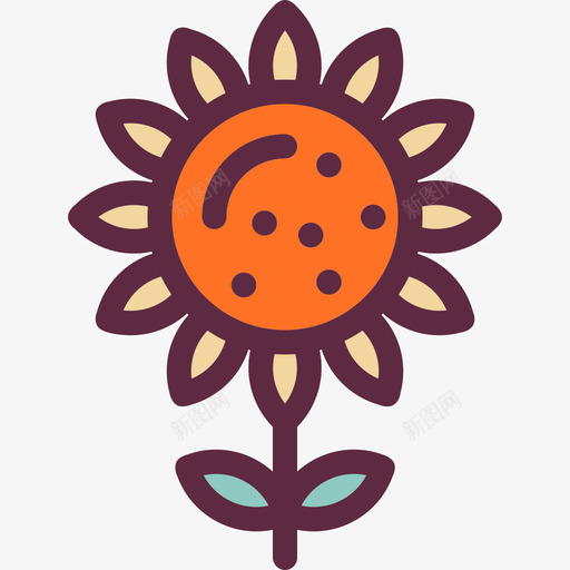向日葵秋季元素2线性颜色图标svg_新图网 https://ixintu.com 向日葵 秋季元素2 线性颜色