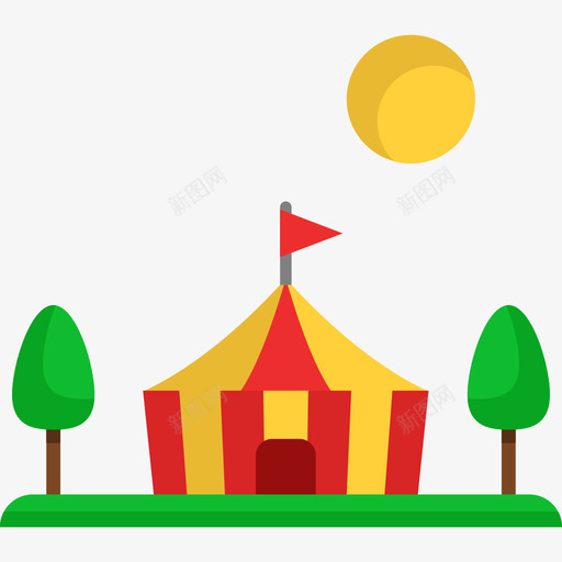马戏团风景平坦的颜色图标svg_新图网 https://ixintu.com 风景平坦的颜色 马戏团