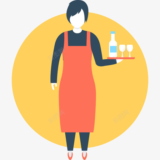 女服务员职业3圆形图标svg_新图网 https://ixintu.com 圆形 女服务员 职业3