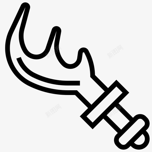 非洲剑镰刀武器图标svg_新图网 https://ixintu.com 武器 镰刀 非洲剑 非洲符号线