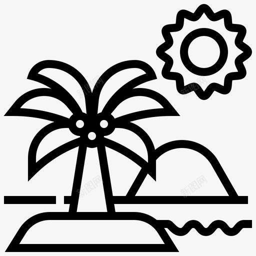夏天椰子岛太阳图标svg_新图网 https://ixintu.com 夏天 天气 天气线 太阳 椰子岛