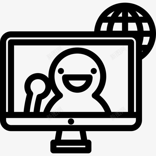 视频通话通信6线性图标svg_新图网 https://ixintu.com 线性 视频通话 通信6