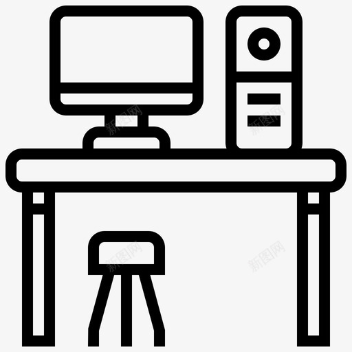 电脑桌装饰家具图标svg_新图网 https://ixintu.com 室内 家具 家具生产线 电脑桌 装饰