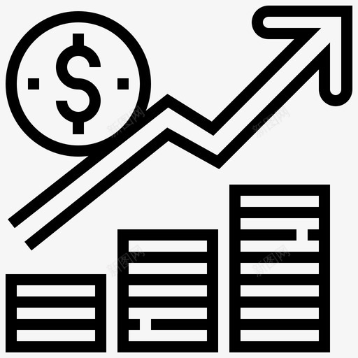 收入货币图表图标svg_新图网 https://ixintu.com 图表 增长 收入 流 被动收入线 货币