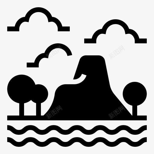 岛风景山图标svg_新图网 https://ixintu.com 山 岛 海 海盗元素雕文 风景