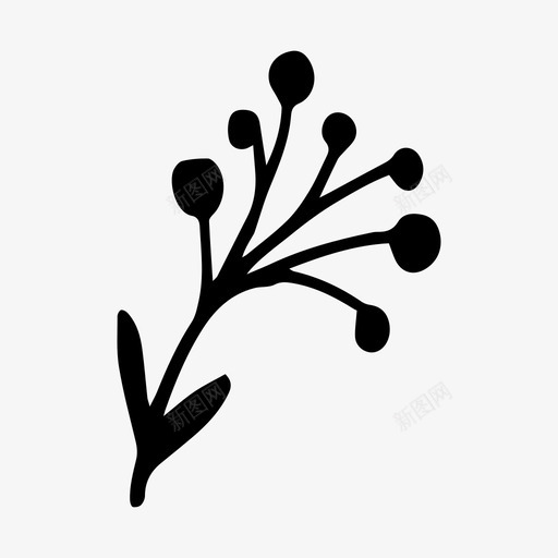 树枝圣诞花图标svg_新图网 https://ixintu.com 圣诞 手绘圣诞系列 树枝 自然 花